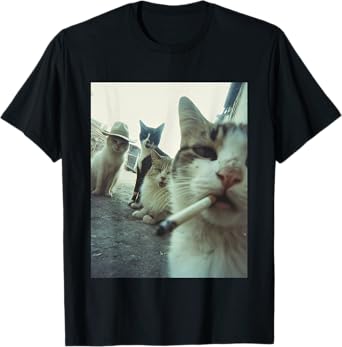 Smoking Cat Meme Funny Gifts for Men Women T-Shirt