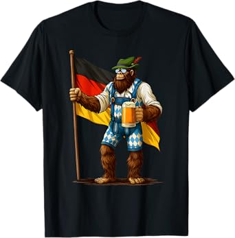 German Bigfoot Sasquatch Beer Lederhose Funny Oktoberfest T-Shirt