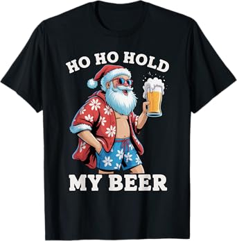Funny Santa With Sunglasses And Beer Christmas in July T-Shirt