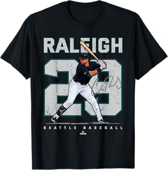 Number and Portrait Cal Raleigh Seattle Baseball MLBPA T-Shirt