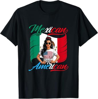 Half Mexican Half American Usa Flag Mexico America Women T-Shirt