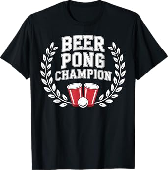 Beer Pong Champion Laurel Wreath Design T-Shirt