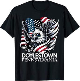 Doylestown Pennsylvania 4th Of July USA American Flag Women Kids Men T-Shirt