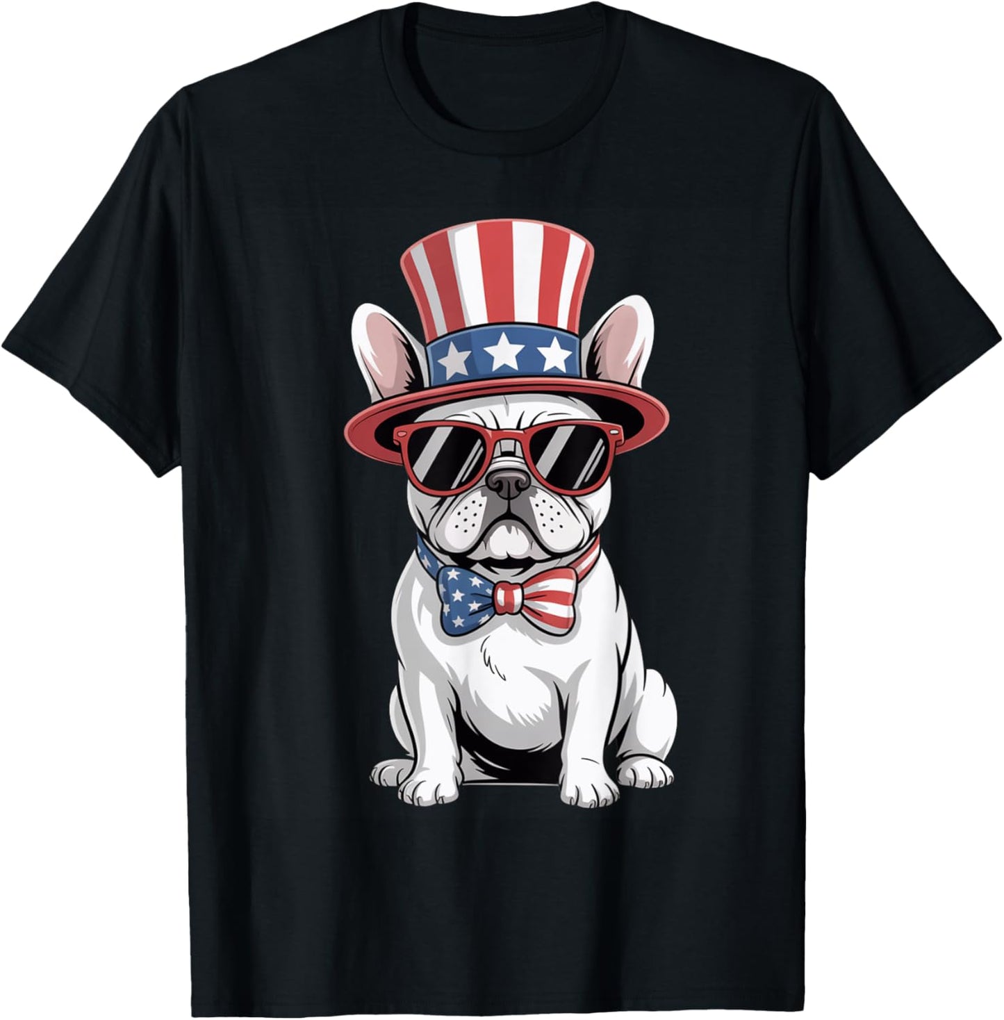Patriotic Frenchie Dog USA Flag July 4th American Style T-Shirt
