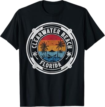 Clearwater Beach Florida Summer Vacation Vintage Sunset T-Shirt