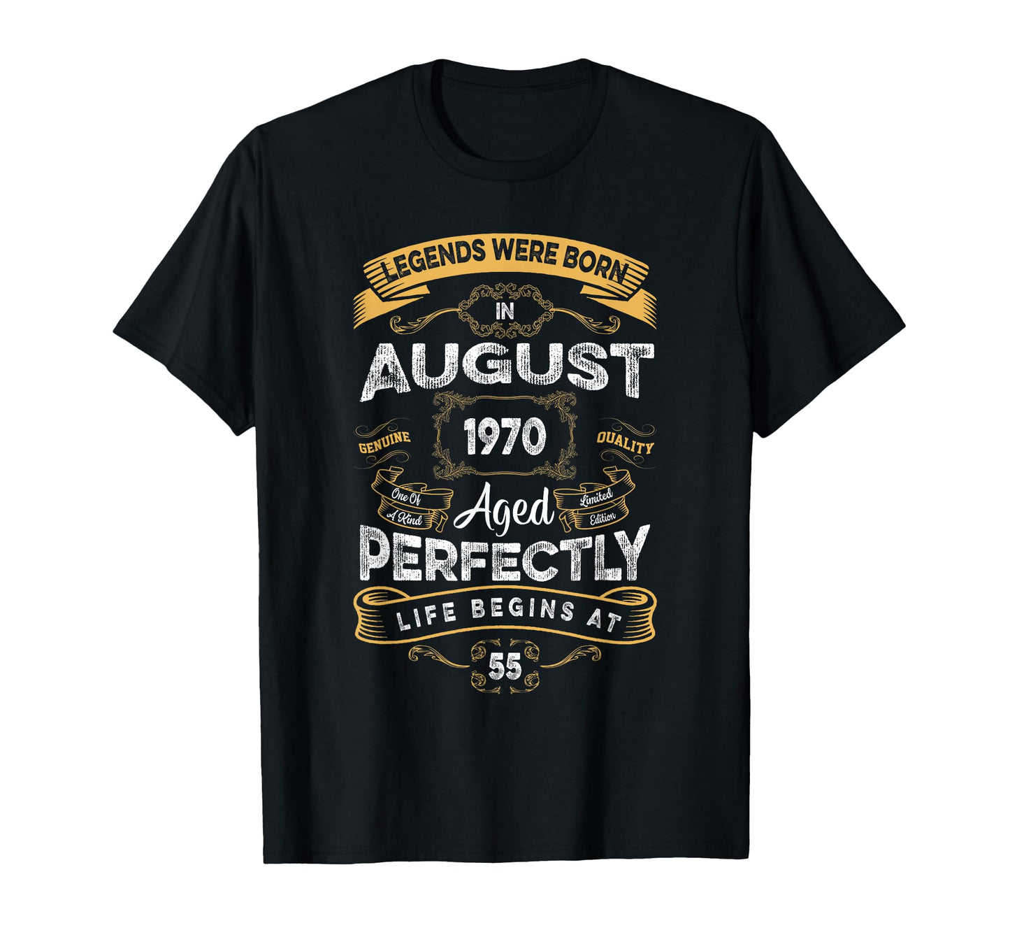 Vintage 55th Birthday Legends Were Born In August 1970 T-Shirt
