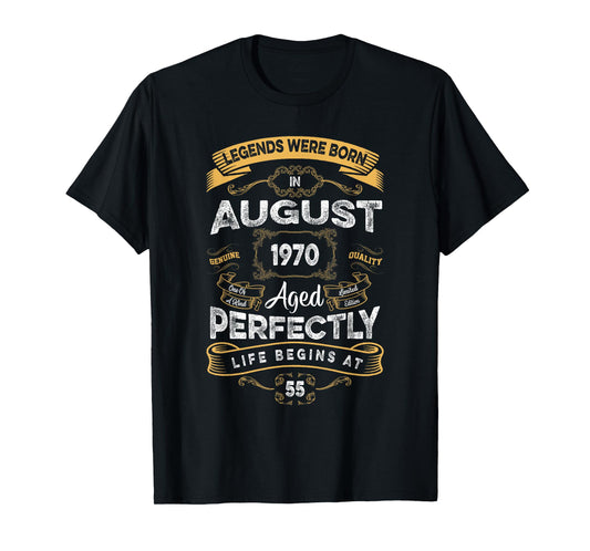 Vintage 55th Birthday Legends Were Born In August 1970 T-Shirt