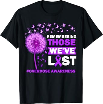 Overdose Awareness Purple Ribbon Memorial T-Shirt