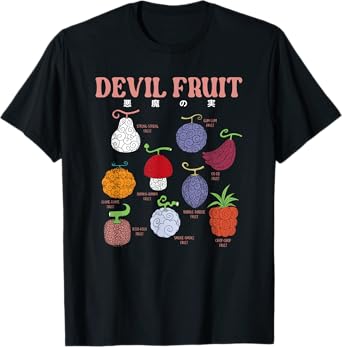 One Piece Anime Devil Fruit Varieties Illustration T-Shirt