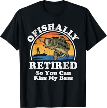 Ofishally Retired Funny Bass Fishing Retirement Gift For Men T-Shirt