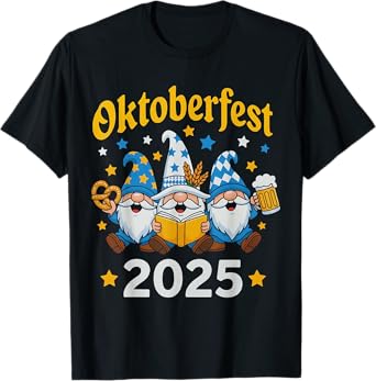 Funny Oktoberfest 2025 Gnomes Beer Pretzel Tees T-Shirt