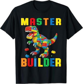 Funny Family Master Builder Building Bricks Blocks Kids Boys T-Shirt