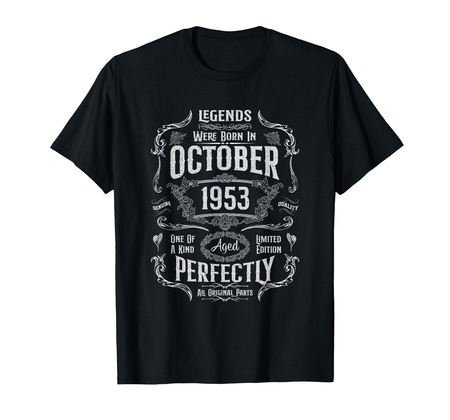 Vintage 72nd Birthday Legends were Born in October 1953 T-Shirt