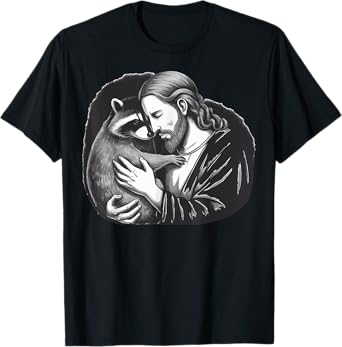 Jesus Hugging Raccoon T-Shirt