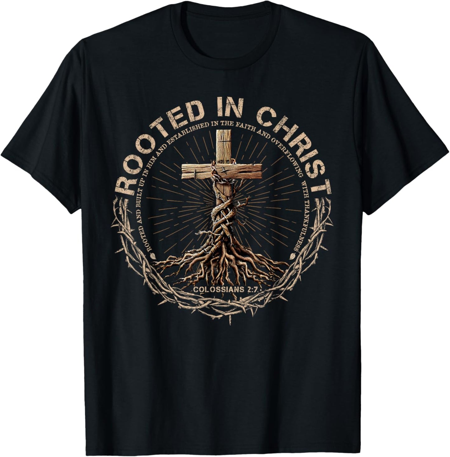 Rooted in Christ Shirt, Jesus Shirts, Cross Christian T-Shirt