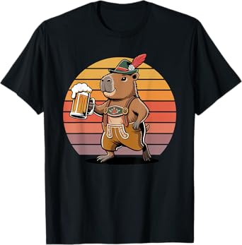 Retro Capybara Beer Drinking Capybaras T-Shirt