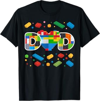 Dad Master Builder Building Bricks Blocks Funny Birthday T-Shirt