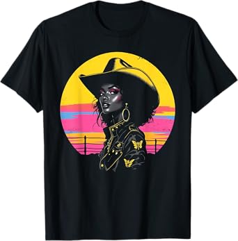 Black African America Cowgirl Western Rodeo Country Texas T-Shirt
