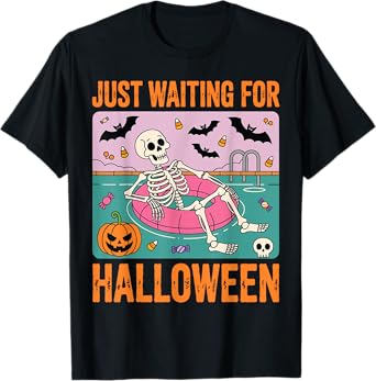 Spooky Summer Skeleton Just Waiting For Halloween T-Shirt