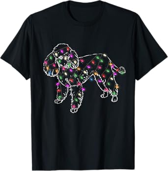 Funny Poodle Dogs Light Christmas Pet Animal Dog Gifts Men Women Kids T-Shirt