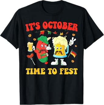 It's Oktoberfest Time to Fest Funny German Bratwurst & Beer T-Shirt