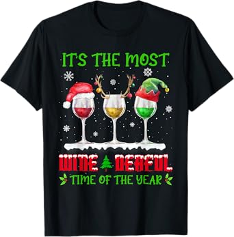 Christmas Wine - Funny Xmas Alcohol Pajama PJ Xmas Women T-Shirt