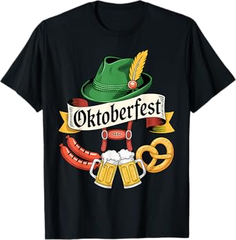 Oktoberfest Beer Pretzel Sausage Bavarian Hat Men Women T-Shirt