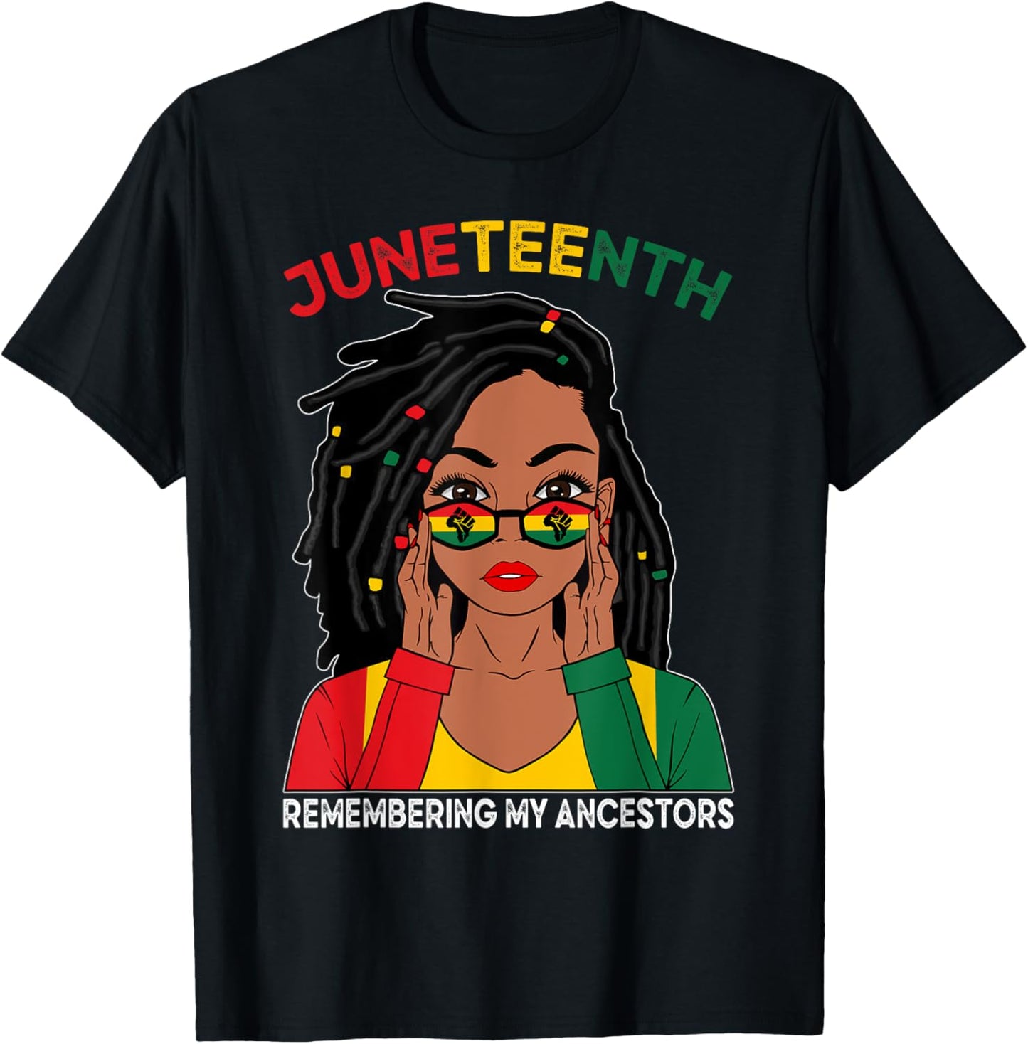 Loc'd Hair Black Woman Remebering My Ancestors Juneteenth T-Shirt