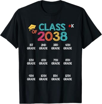 Class of 2038 Grow With Me Shirt Handprint Pre-K 12th Grade T-Shirt