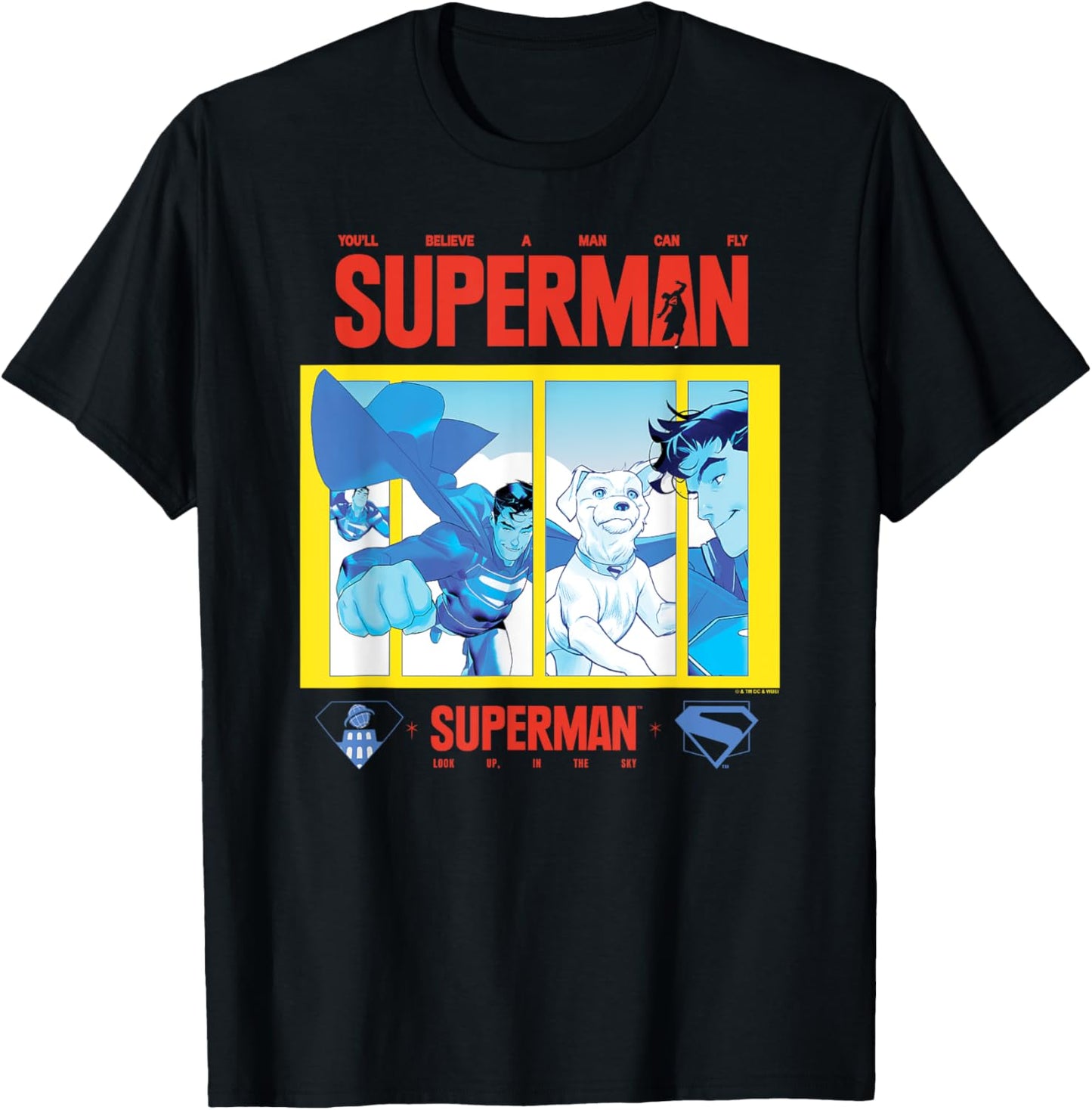 Superman (2025) You'll Believe A Man Can Fly! Krypto Panels T-Shirt