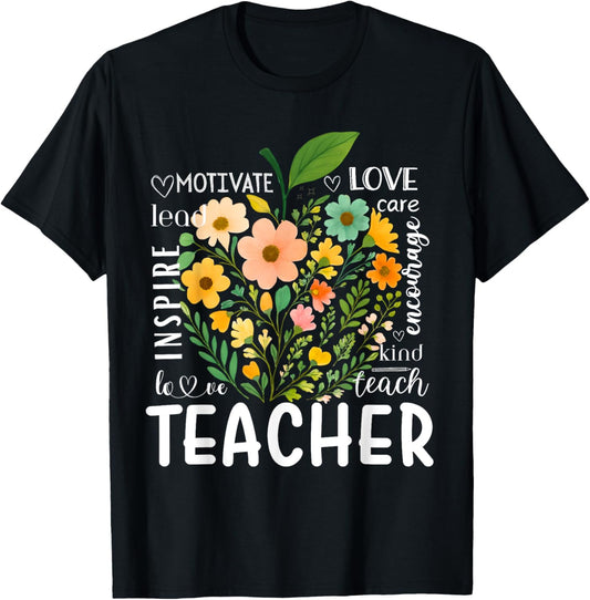 Teachers Educators Appreciation Inspire Teach Encourage Motivational T-shirt by TeeBrew