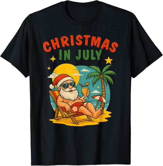 Xmas In July Santa Summer Christmas In July Beach Boys Girls T-shirt
