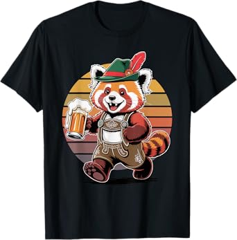 Retro Red Panda Bear Beer Drinking Pandas T-Shirt