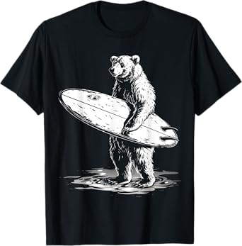 Surfing Bear Cool Beach Adventure Design Men Women Kids T-Shirt