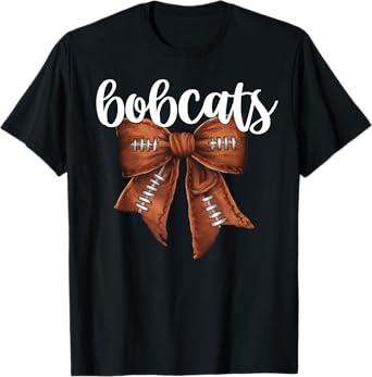 Bobcats Football Bow School Spirit Team Mascot Game Night T-Shirt