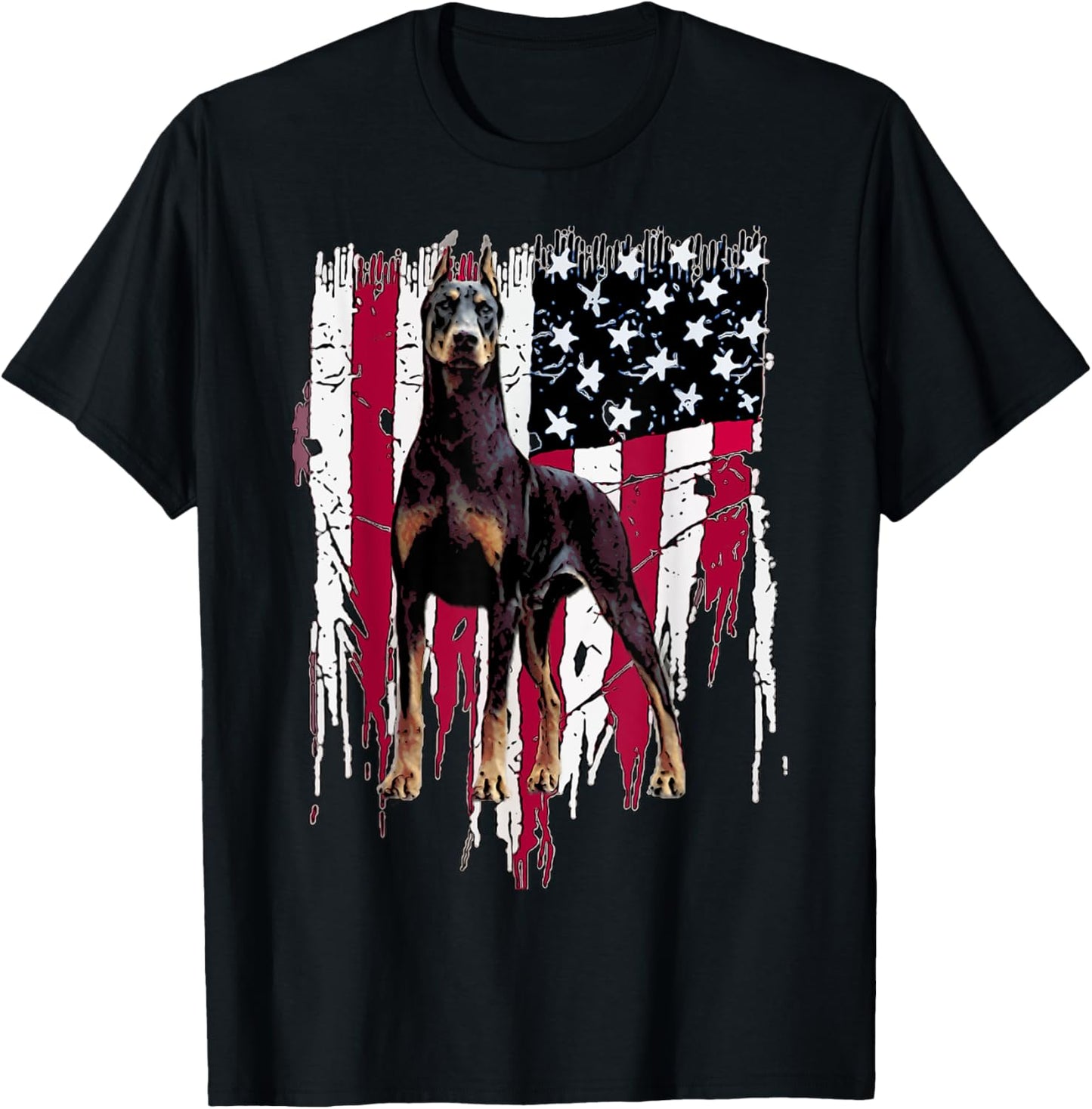 Doberman Pinscher American Flag USA Awesome T-Shirt