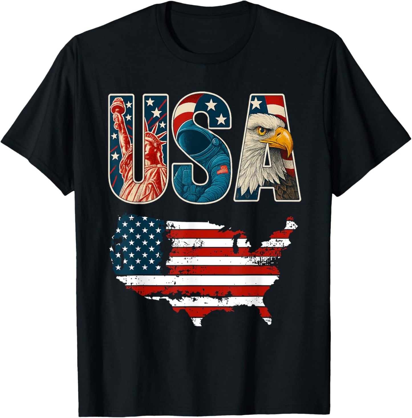 Usa Us Patriotic 4th Of July America Flag Freedom Eagle T-shirt
