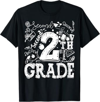 2nd Second Grade Typography Team Kids Teacher Back To School T-Shirt
