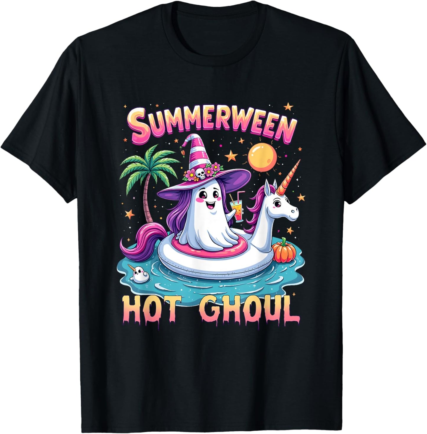 Vacation Halloween Party Group Funny Summerween Witch Vibes T-shirt