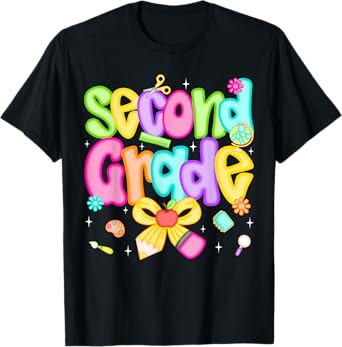 Preppy Second Grade Back To School 2nd Grade Teacher Girls T-Shirt