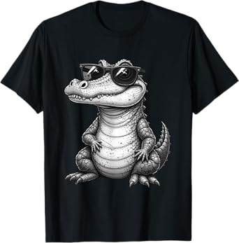 Crocodile Wearing Sunglasses Quirky Alligator Funny Animal T-Shirt