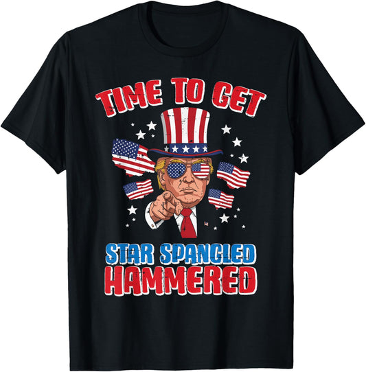 4th Of July Time To Get Star Spangled Hammered Men Women T-Shirt