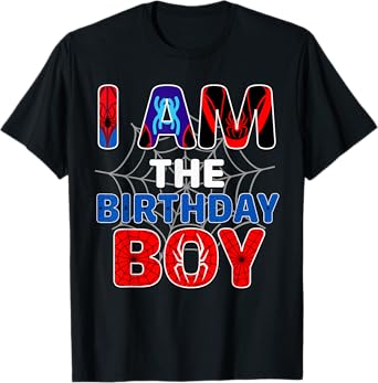 Kids I'm The Birthday Boy Shirt Matching Family Spider Web T-Shirt
