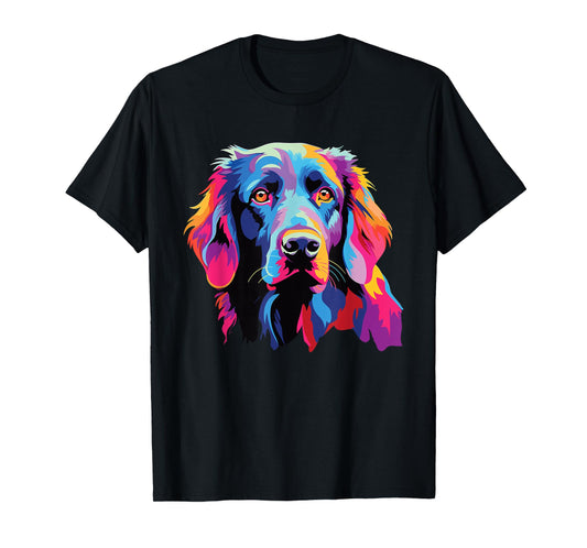 Watercolor Colorful Flat Coated Retriever Dog T-Shirt