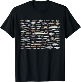 100 Types Of Freshwater Fish Species Fishing T-Shirt