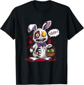 Zombie Evil Easter Bunny Egg Basket Horror Scary Easter Day T-Shirt