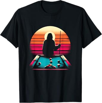 Jesus Playing Pool Billiard - Funny Christian Religious T-Shirt