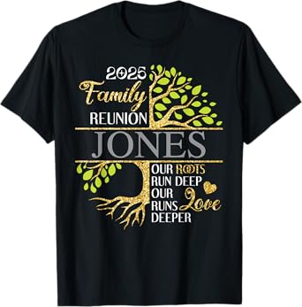 Jones Family Tree Funny Family Reunion 2025 Men Women Kids T-Shirt