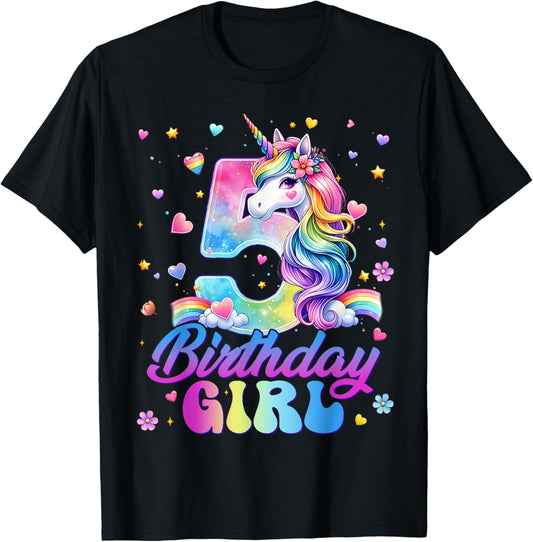 It's My 5th Birthday Unicorn 5 Years Old Girl Birthday Party T-Shirt
