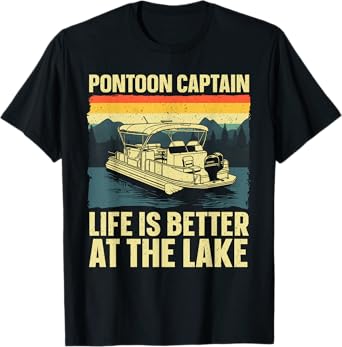 Funny Pontoon Captain Art For Men Women Pontoon Boat Lover T-Shirt